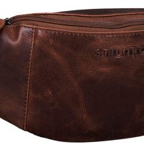 STILORD 'Shawn' Large Bum Bag Leather Pouch Bag Fanny Pack Vintage Belt Bag for Men and Women Festival Travel Genuine Leather, Colour:Zamora - Brown