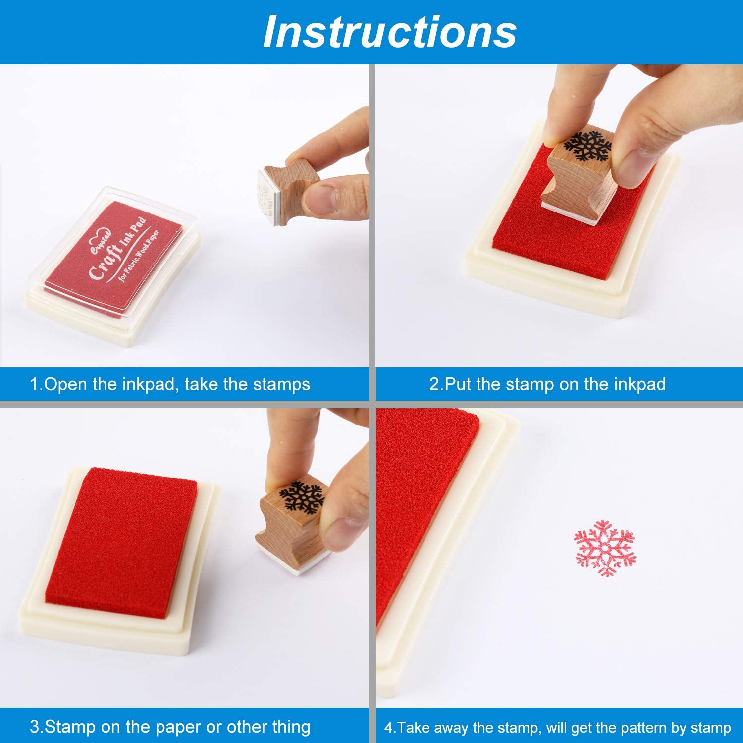 HOWAF Wooden Christmas Stamps Set including Ink Pad for Crafting Card Making Christmas Stamps Pack for Children Xmas DIY Painting Scrapbooks Christmas Party Bag Fillers Favor Decoration Supplies - Image 2