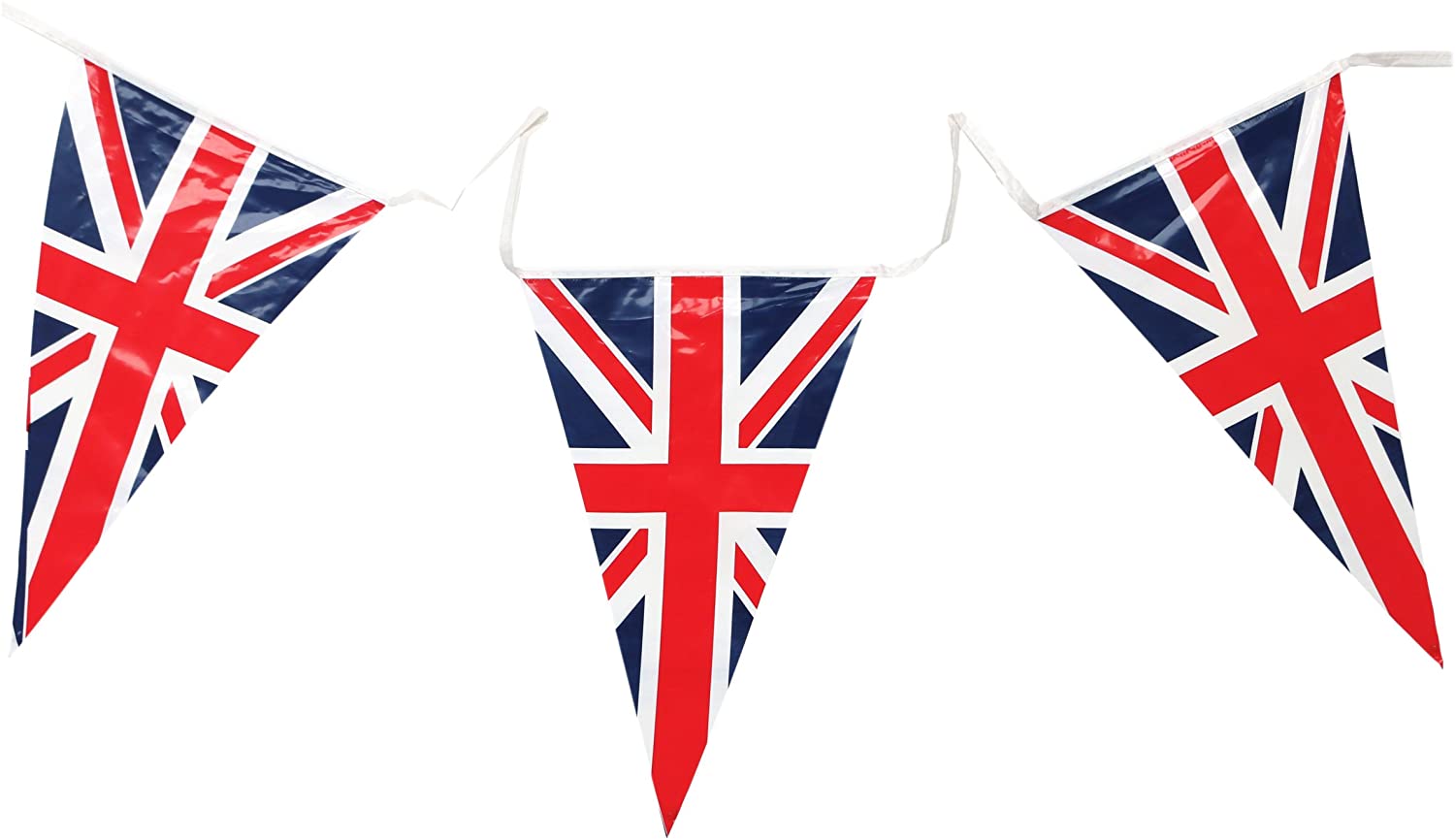 Union Jack Triangular Bunting 25 Pendant Flags @ 7m long by Superstars, Red, White, Blue - Image 4
