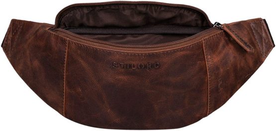 STILORD 'Shawn' Large Bum Bag Leather Pouch Bag Fanny Pack Vintage Belt Bag for Men and Women Festival Travel Genuine Leather, Colour:Zamora - Brown - Image 3
