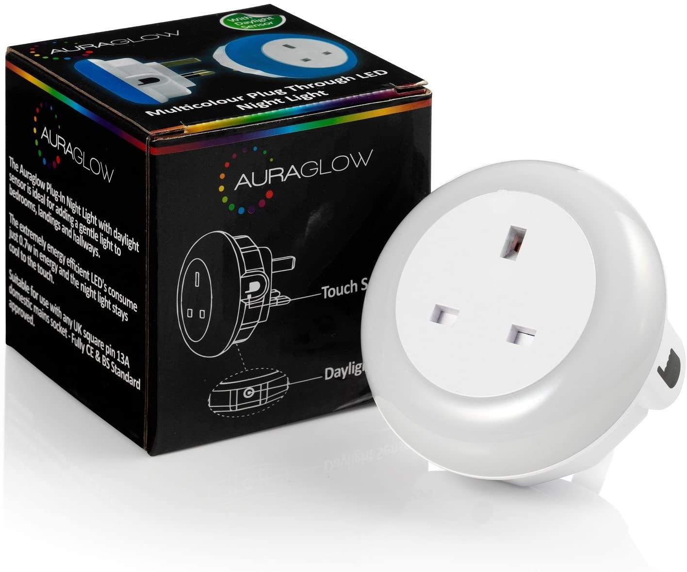 Auraglow Automatic Plug in Multi Colour Plug Through LED Nursery Night Light with Dusk Till Dawn Daylight Sensor - Image 4