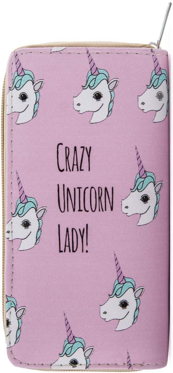 DonDon Women’s Purse Wallet Unicorn Pattern Saying Crazy Unicorn Lady
