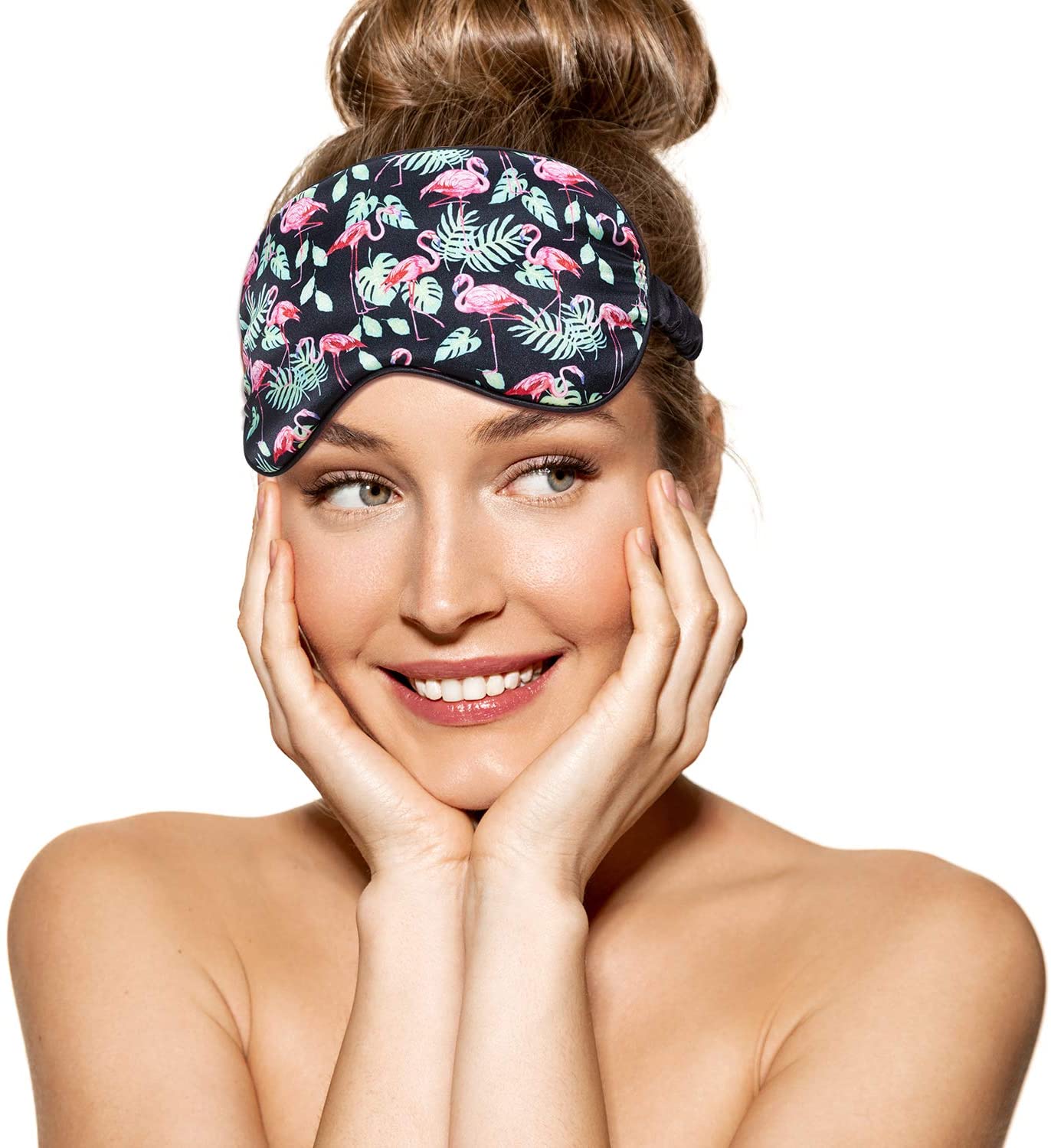 Bodylife Sleep Mask Eye Mask Faux Silk Flamingo for Travel Or Sleep - Image 3