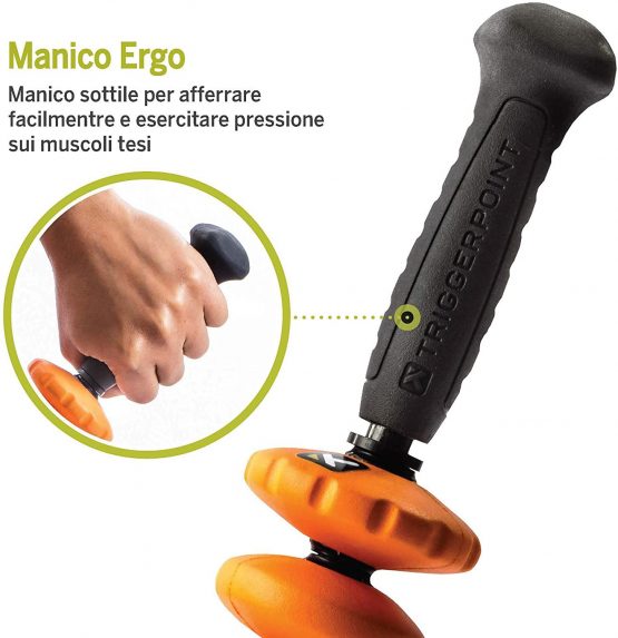 TRIGGERPOINT STK, Contour Massage Cane Stick, Handheld Foam Roller Deep Tissue Muscle Massage, Grey and Orange, 19.5 Inch/50 cm - Image 3