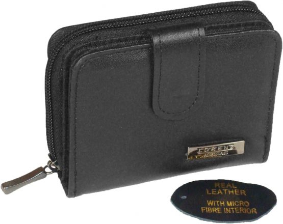 LADIES WOMENS REAL BLACK LEATHER PURSE