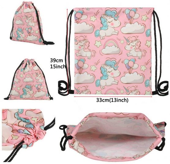 ZCOINS Unicorn Gifts for Girls, Pink Drawstring Bag Coin Purse Makeup Bag Necklace Bracelet Hair Accessories Bag Charms and Temporary Tattoos - Image 2