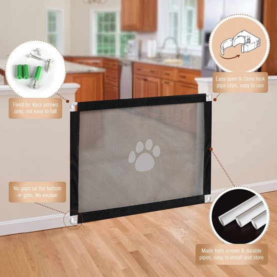 Namsan Dog Gate Pet Safety Guard Magic Gate for Dogs Easy Install& Lockable Dog Stair Barrier 100 X 80 CM Fence for Stairway Doorway Indoor - Image 3