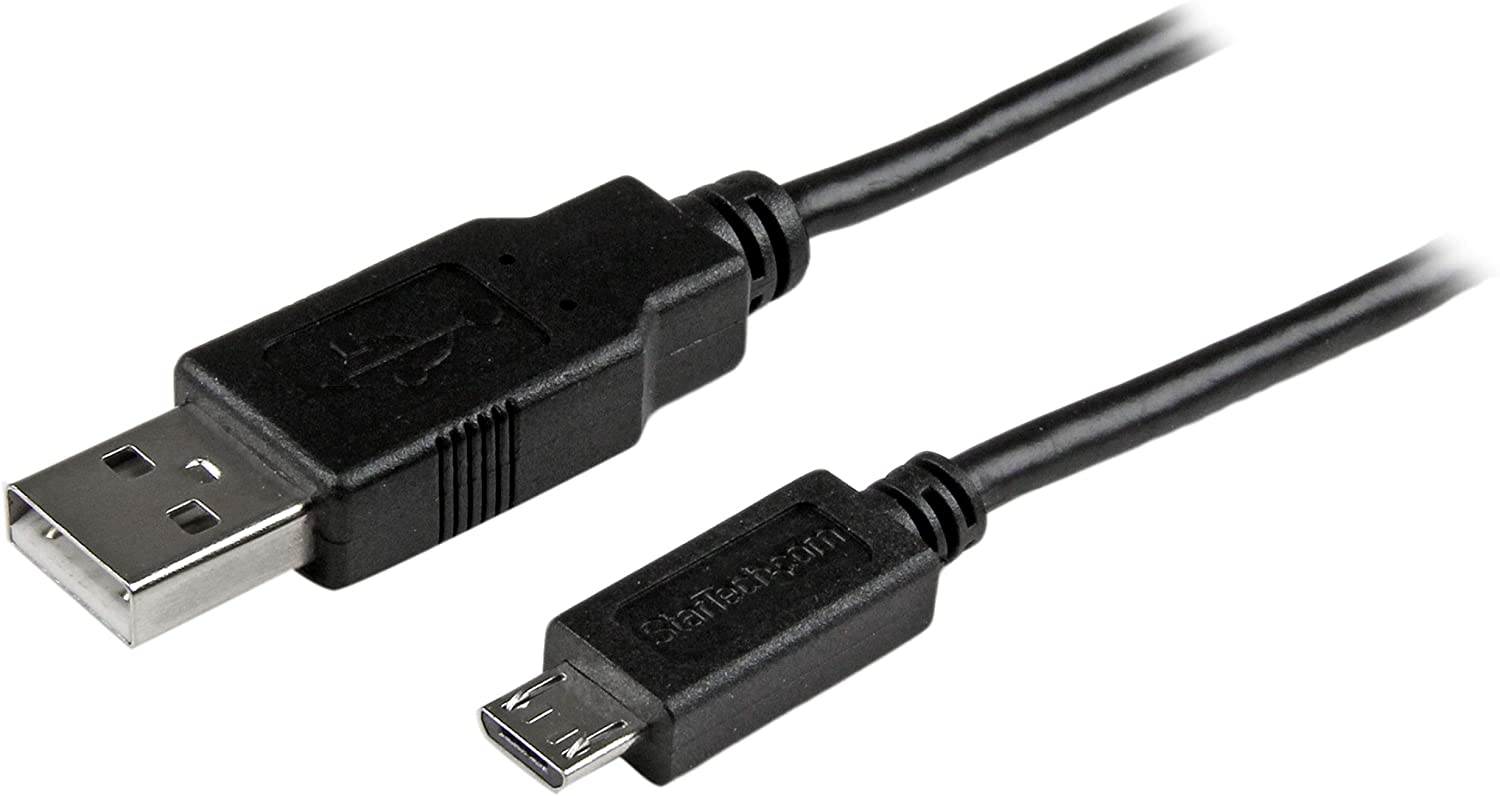StarTech.com USBAUB2MBK 2 m Mobile Charge Sync USB to Slim Micro USB Cable, Smartphones and Tablets, A to Micro B M/M