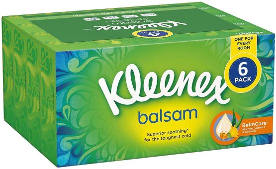 Kleenex Balsam 3 Ply Facial Tissues Superior Soothing Balm Care, 384 Count, Pack of 6, COST270680