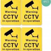 4 Pack Pre-Drilled CCTV Warning Signs CCTV in Operation Signs, Plastic Signs for Outdoor Use, 150 x 190 mm