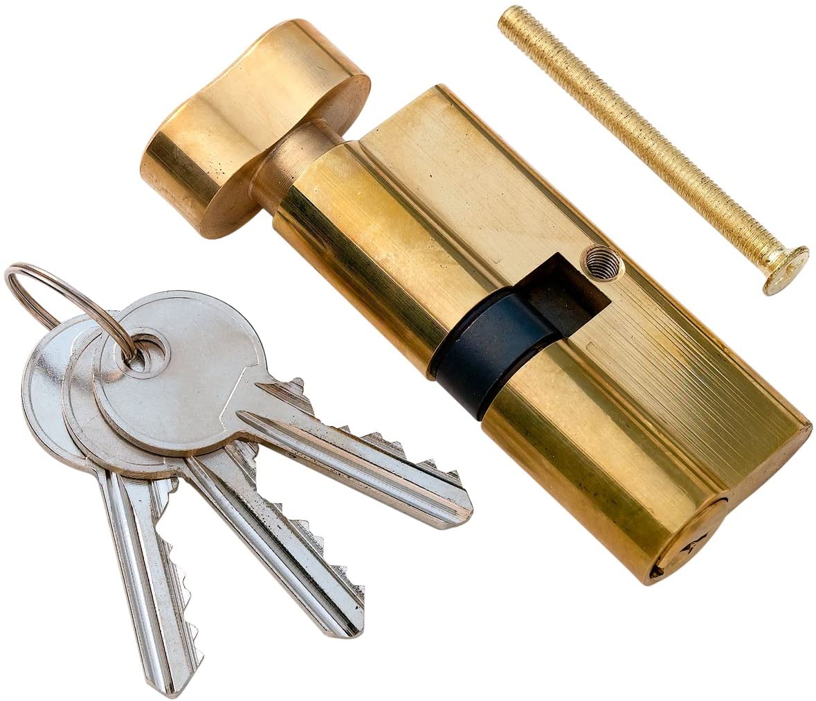 Merriway® BH00439 5-Pin Thumbturn Security Door Lock, 35 x 35 mm, Overall Length 70 mm (2.3/4 inch) - Polished Brass