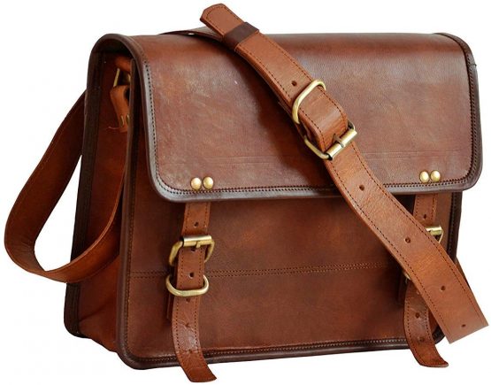 13" Leather Messenger Bag Laptop case Office Briefcase Gift for Men Computer Distressed Shoulder Bag - Image 2