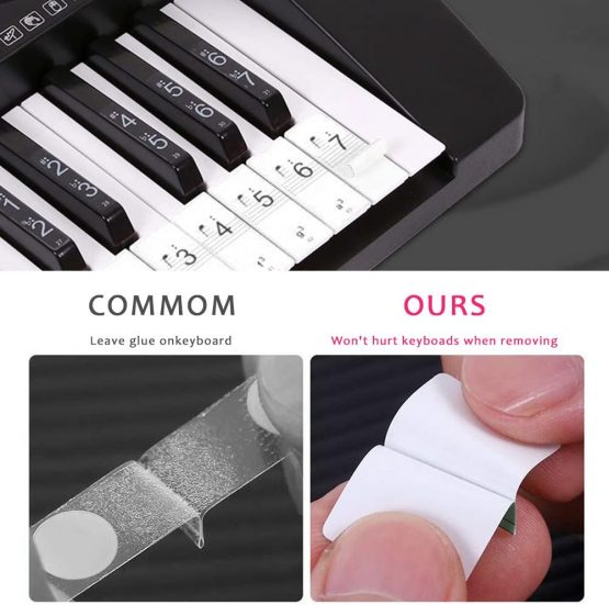 Piano keyboard Sticker, Removable 88 Keys Electronic Piano Keyboard Note White Keys Stickers Labels for Beginners(Transparent) - Image 4