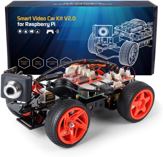 SUNFOUNDER Raspberry Pi Smart Video Robot Car Kit V2.0 Block Based Graphical Visual Programming Language Remote Control by UI on Windows Mac and Web Browser Electronic Toy with Detail Manual