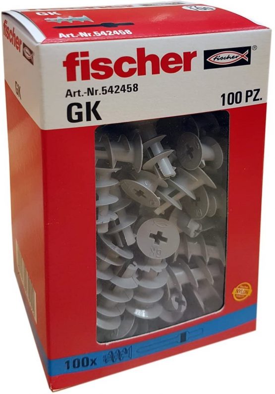 Fischer 542458 Dowel for Plasterboard GX, Grey, Set of 100 Pieces