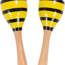 Percussion Plus PP3111 Wooden Maracas, Yellow Stripes