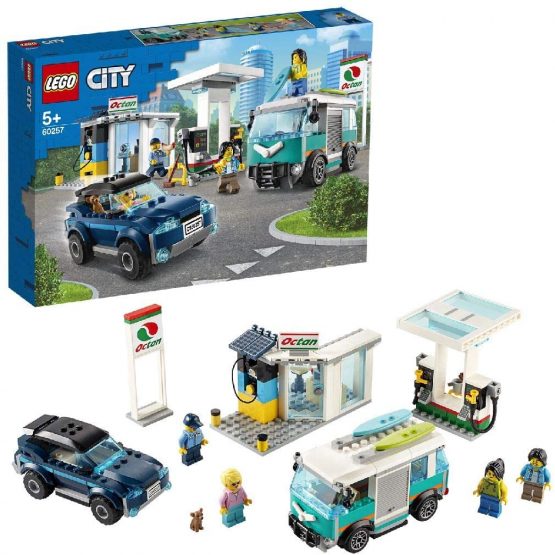 LEGO 60257 City Nitro Wheels Service Station Building Set with SUV, Camper Van and Surfboards, Car Toys for Kids