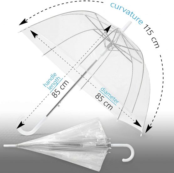 GadHome Transparent Umbrella | Large 85cm Clear See Through Dome Umbrellas for Women, Wedding, Bridal Party Photoshoot | Lightweight Translucent Automatic Foldable Umbrella with White C Handle - Image 2