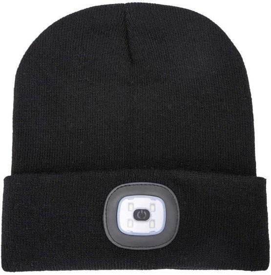COTOP Unisex 4 LED Headlamp Beanie Cap Men's Gift，3 Brightness Winter Warm Beanie Hat Hands Free Lighted Beanie Cap for Walking Night, Camping, Dog Walking, Biking - Image 2