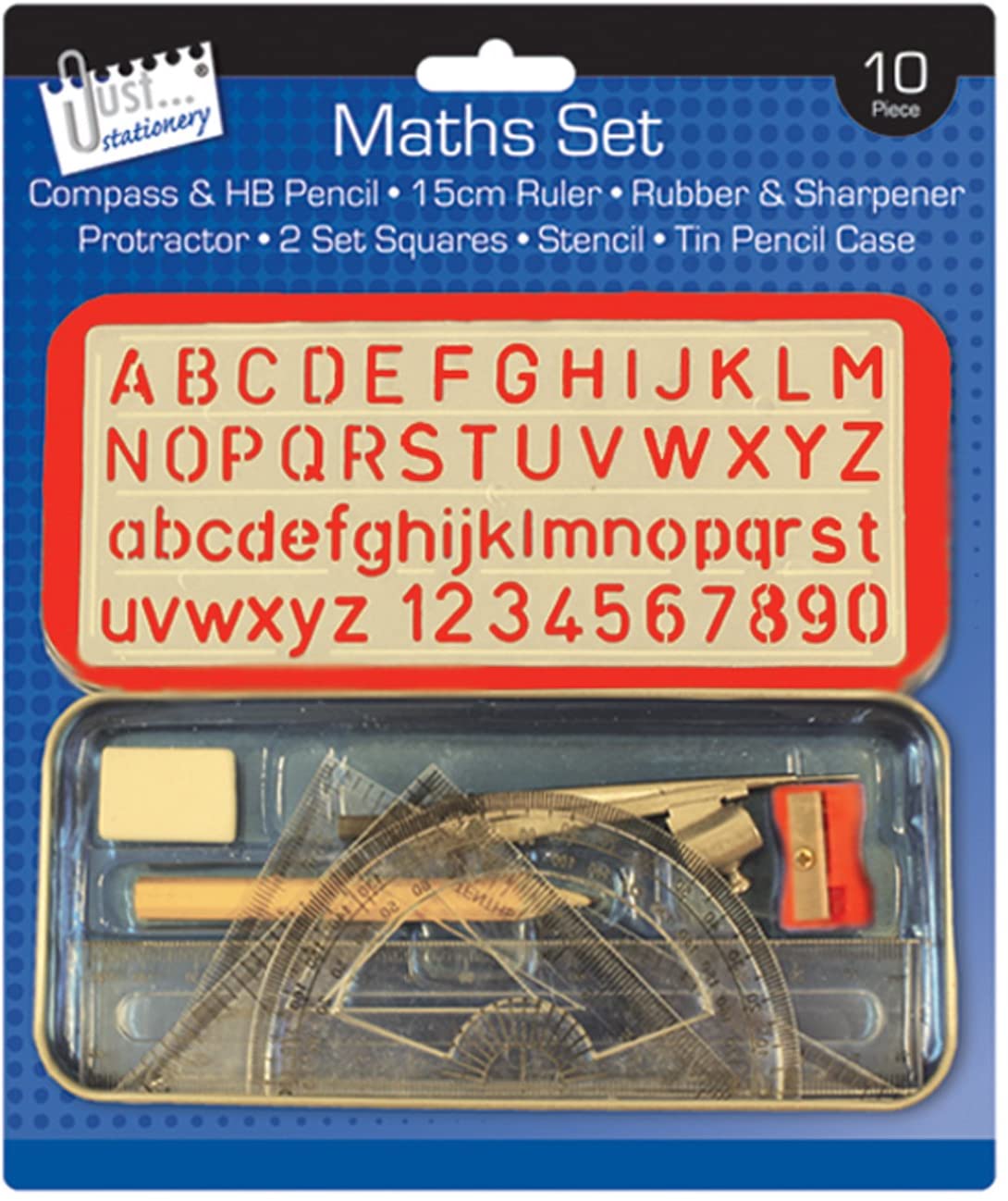 Just stationery10 piece Geometry Math Set, Black