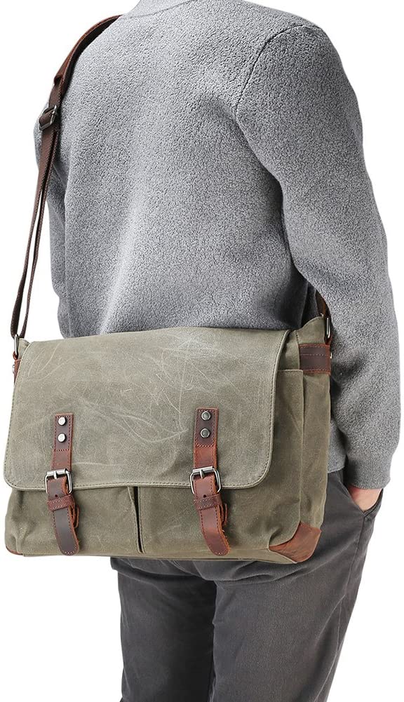 AIZBO Waterproof Messenger Bag Mens, Man Bags Cross Body Canvs Shoulder Bag Satchel Bag Laptop Bag for 15 Inches - Image 3
