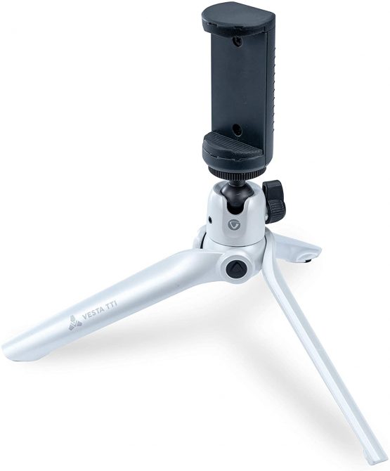 VANGUARD Vesta Mini Aluminum Tabletop Tripod with Smart Phone Holder - White Pearl