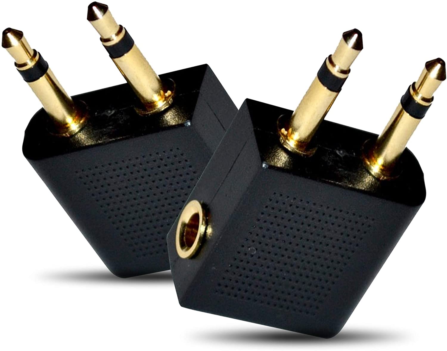 Mobi Lock 2pcs Gold Plated Airplane Flight Headphone Adapters - Image 2