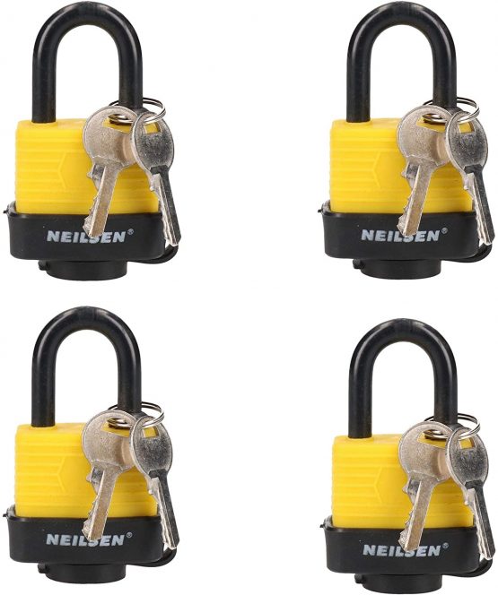 4 Keyed Alike 40mm Water Resistant Waterproof Padlocks 4 Locks 8 Keys Security