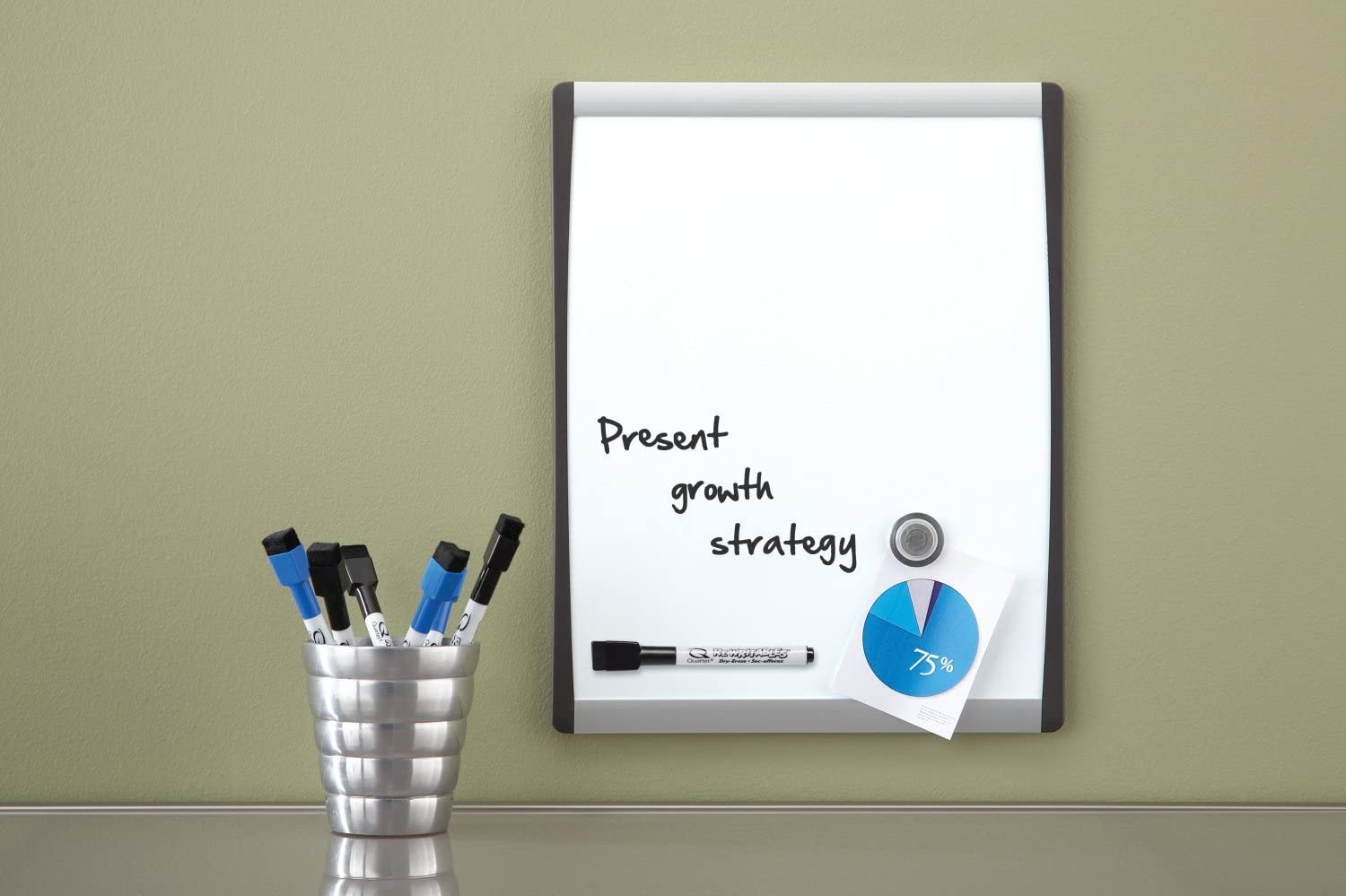 Nobo Small Magnetic Board with Arc Frame, Wall Mountable, Includes 1 x Marker, Magnets and Adhesive Foam Pads - Image 2