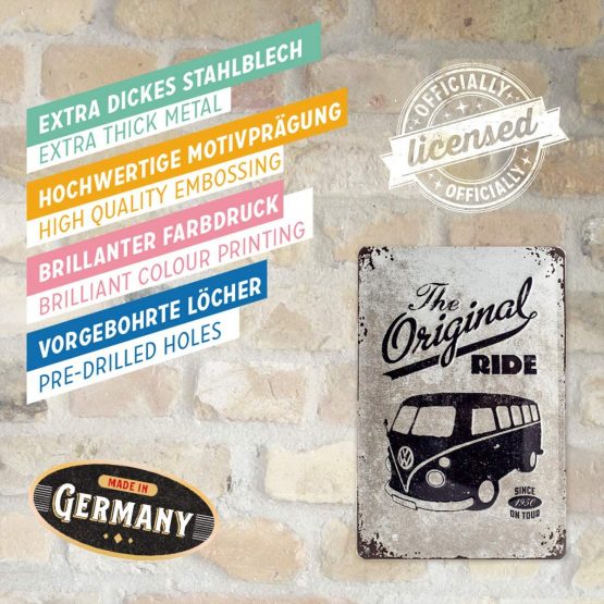 Nostalgic Art Retro Tin Sign – Volkswagen Bulli T1 – The Original Ride – VW Bus Gift idea, Metal Plaque, Vintage Design for Decoration, 20 x 30 cm - Image 4