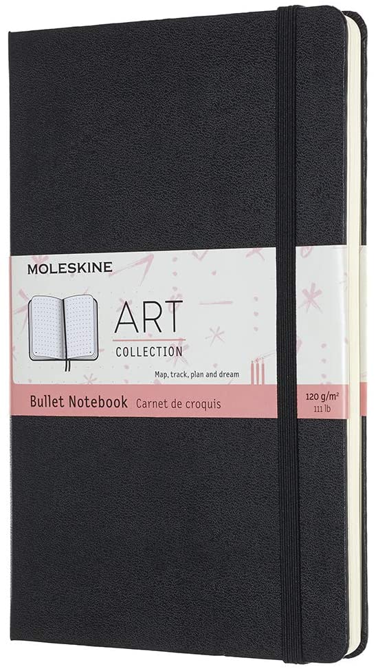 Moleskine Art Bullet Notebook, Hard Cover and Elastic Closure Journal, Colour Black, Size Large 13 x 21 A5, 160 Pages