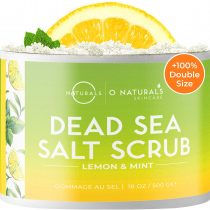 Dead Sea Salt Natural Organic Exfoliating Lemon & Mint Essential Oil Face Body & Foot Scrub. Cleansing, Hydrating, Firming, Dead Skin Ingrown Hairs, Anti Cellulite, Acne, Calluses Men & Women 500gr