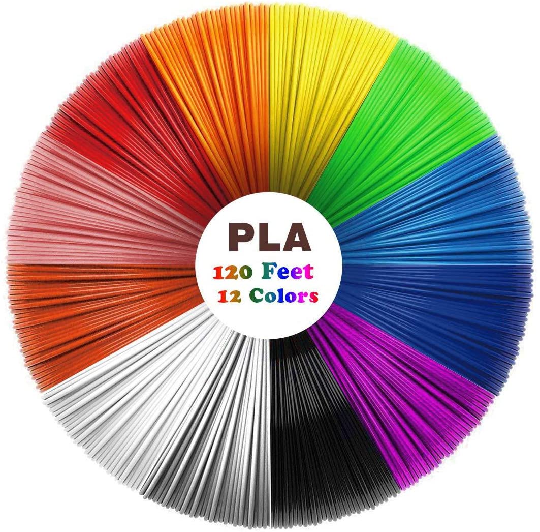 Uzone 3D Pen Filament Refills 1.75mm PLA,12 Colors 3D Pen Refills PLA Filament,Each Color 10Ft,Total 120Ft,3D Printing Pen Filament 3D Printer Refills for 3D Printing Equipment and 3D Pens