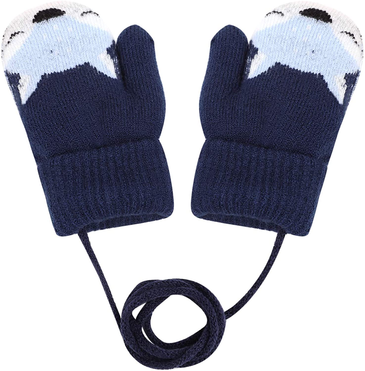 Kids Mittens on String Winter Knitted Mittens Boys Girls Toddler Infant