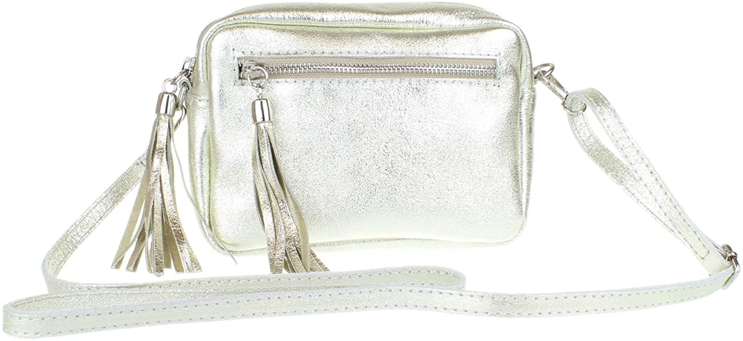 Girly Handbags Womens Genuine Italian Leather Sosft Crossbody Bag Adjustable Strap Over the Shoulder(Light Gold) - Image 3