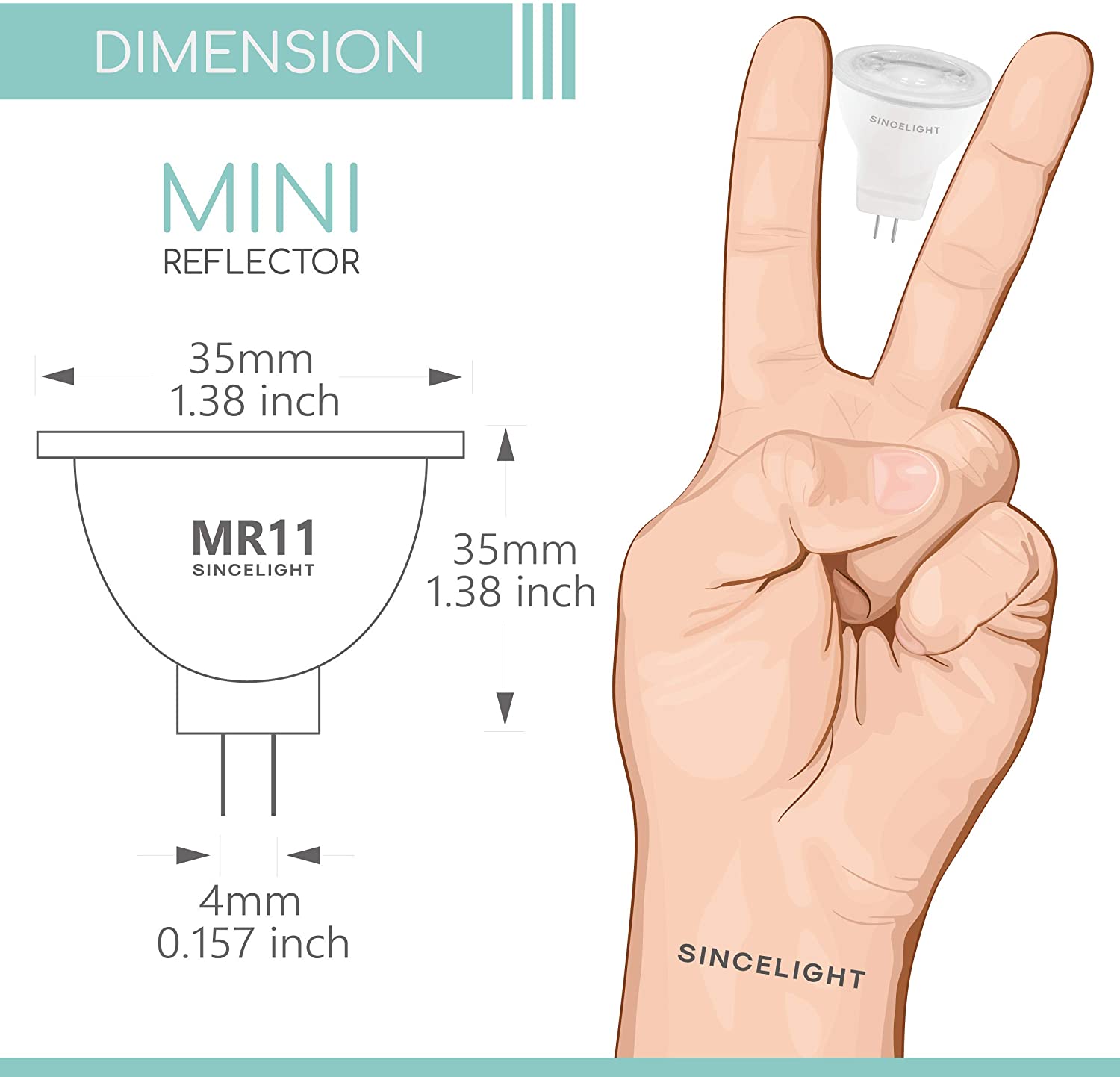 SINCELIGHT MR11 GU4 12V LED Small Spotlight Bulb diameter 35mm Reflector, 3W, 250 Lumens, 25W Halogen Equivalent - Image 2