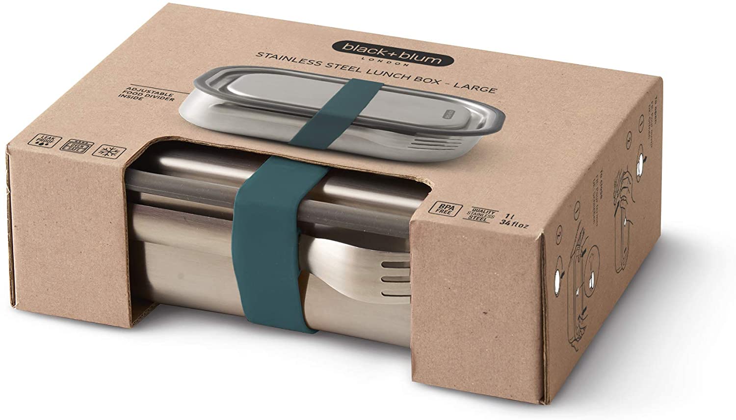 Stainless Steel Lunch Box 1000 ml Capacity, Ocean - Image 3