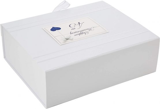 White Cotton Cards 45th Anniversary Sparkling Love Heart Large Keepsake Box (LLA45X) - Image 2
