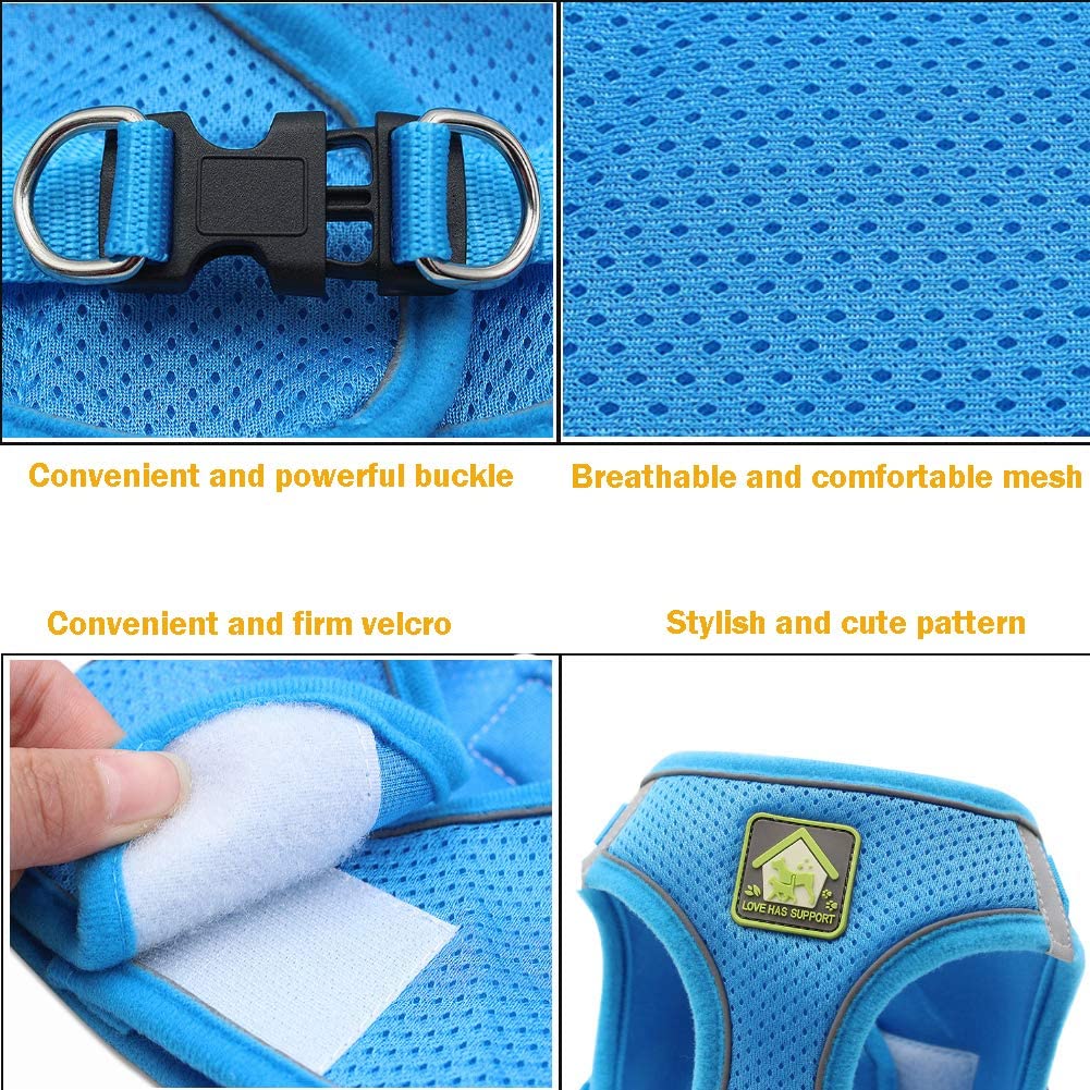 FEimaX Dog Harness and Leash Set for Small Medium Dog Cat No Pull Adjustable Soft Mesh Chihuahua Chest Harness Puppy Reflective Step-in Safety Vest for Outdoor Walking - Image 3