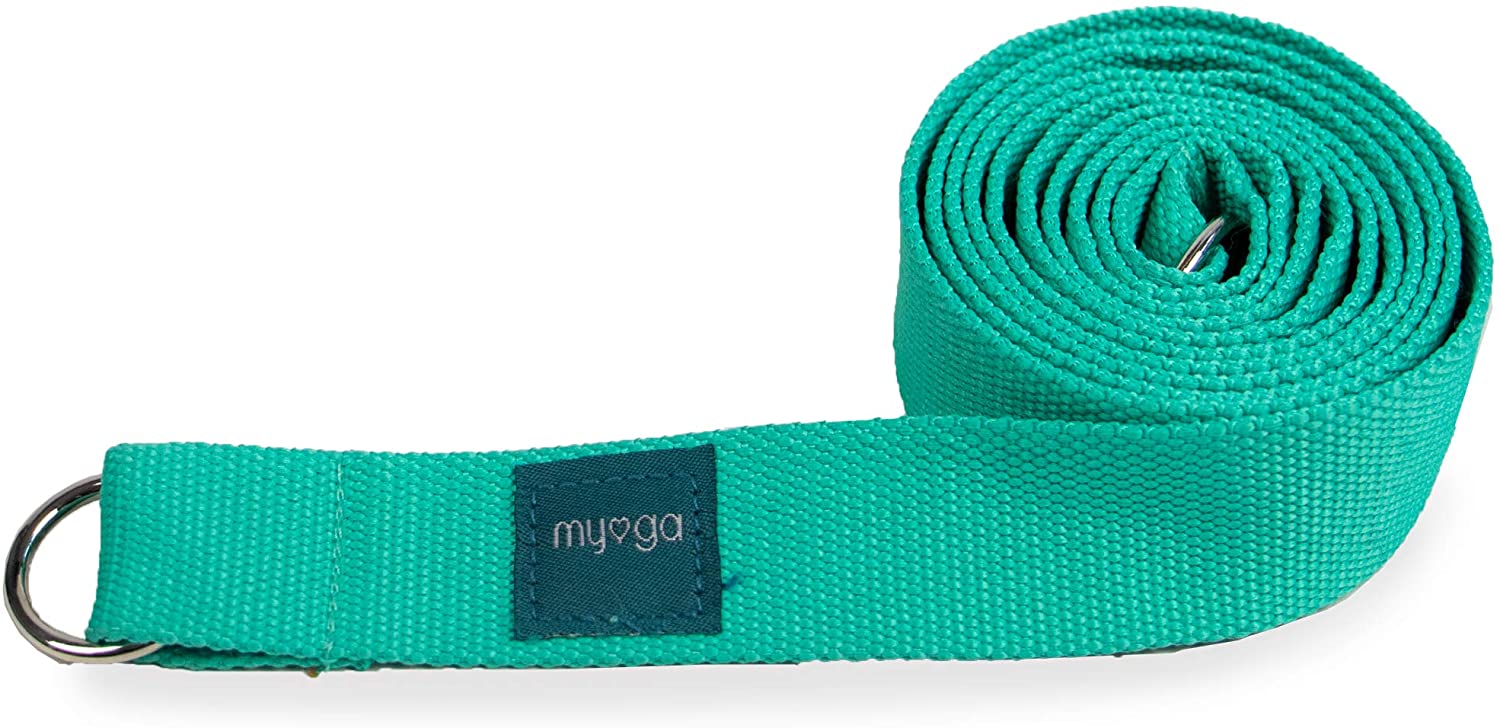 Myga Turquoise 2-in-1 Yoga Belt Strap for Stretching and Improving Flexibility