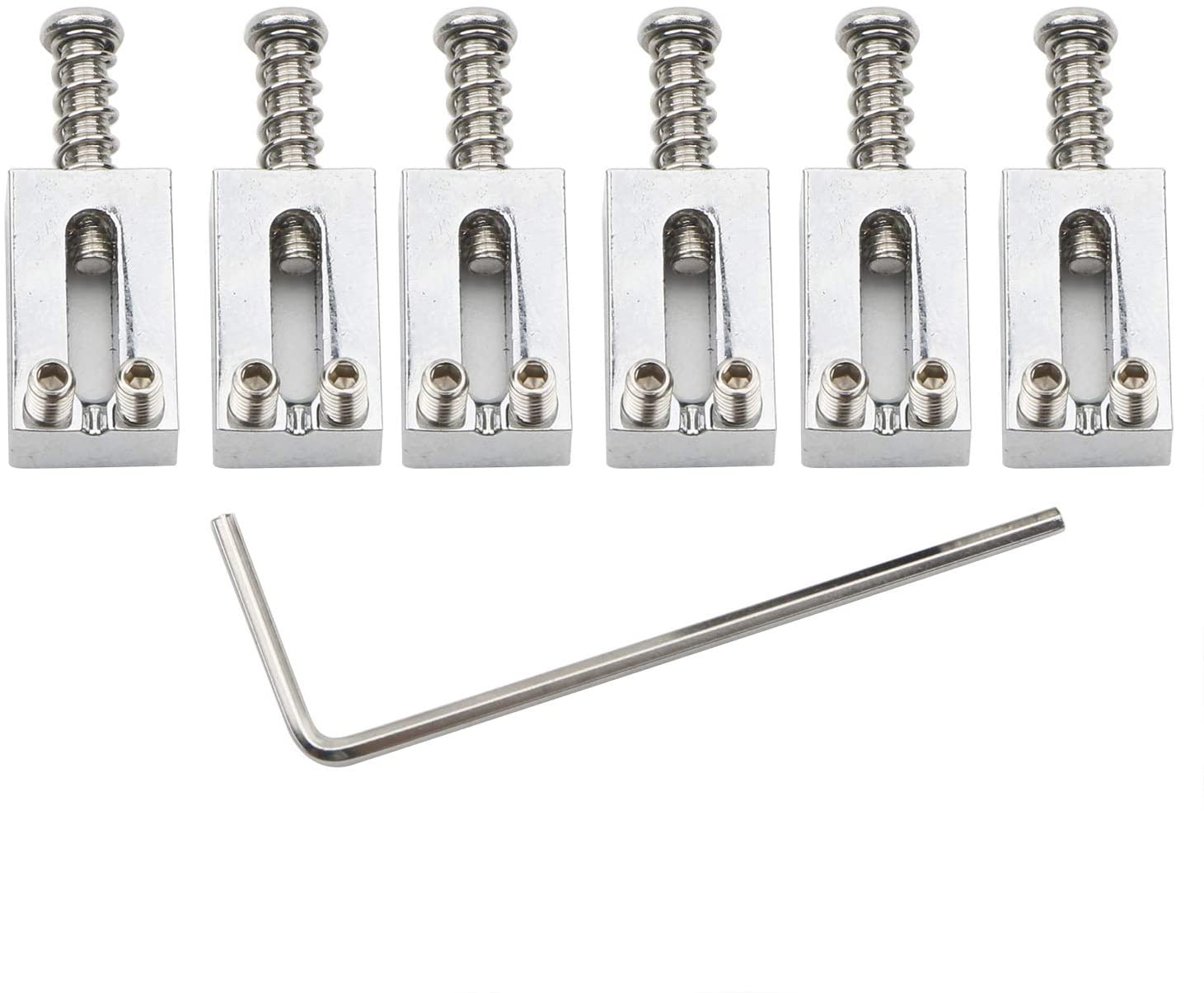 Unxuey 6 Pack Guitar Tremolo Bridge Roller Saddles for Fender Strat Stratocaster Tele Telecaster Electric Guitar Replacement Accessories (Chrome)