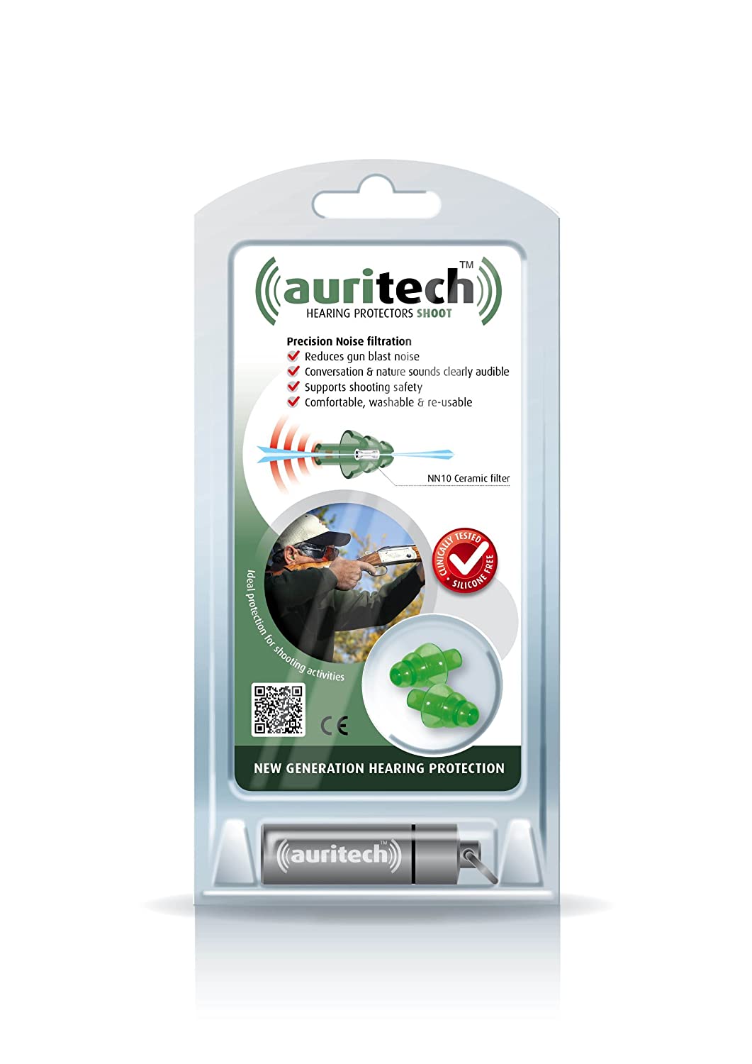 AURITECH SHOOT Earplugs- Intelligent Hearing Protection for shooting, Red, 1 stück (1er Pack)