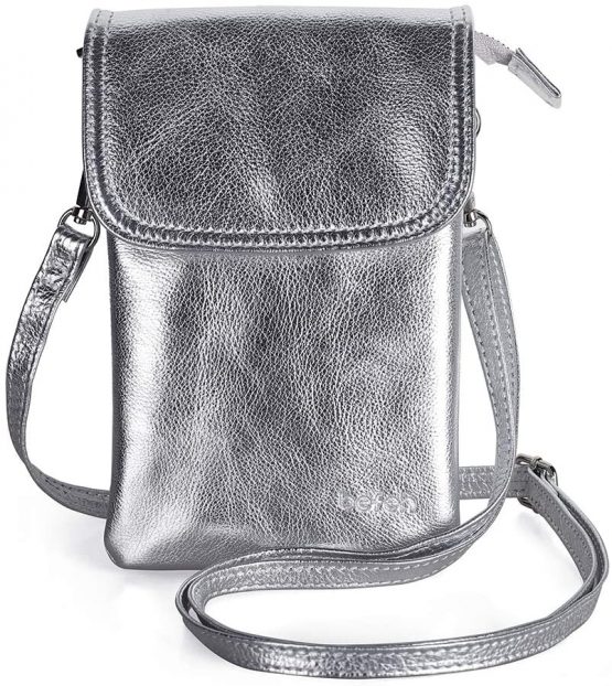 Genuine Leather Phone Bag,befen Real Leather Phone Purse, Small Phone Cross Body Bag for Women with Long Strap and Key Ring - Fit 8 Plus or Phone Less 6.5 Inch