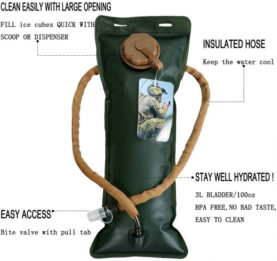 G4Free Hydration Pack Tactical Backpack Rucksack with 3L Water Bladder for Hiking Cycling Biking Running Walking and Climbing - Image 3