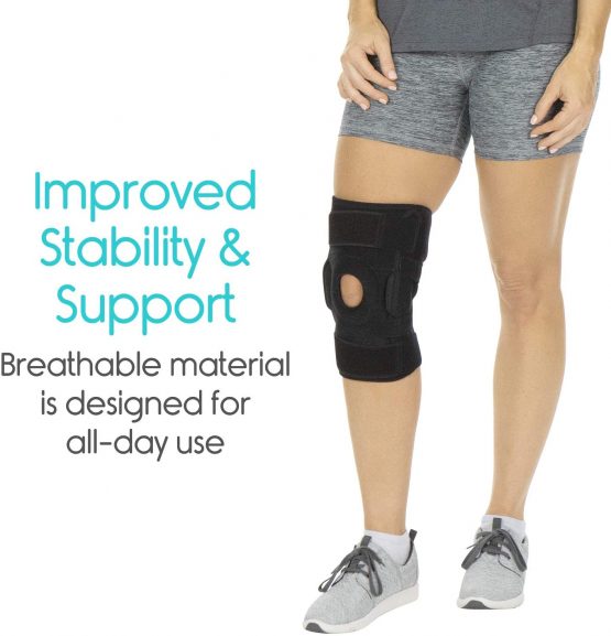 Vive Hinged Knee Brace - Open Patella Support Wrap for Women, Men - Compression for ACL, MCL, Torn Meniscus Ligament and Tendonitis - for Running, Athletic Tear and Arthritis Joint (Beige) - Image 2