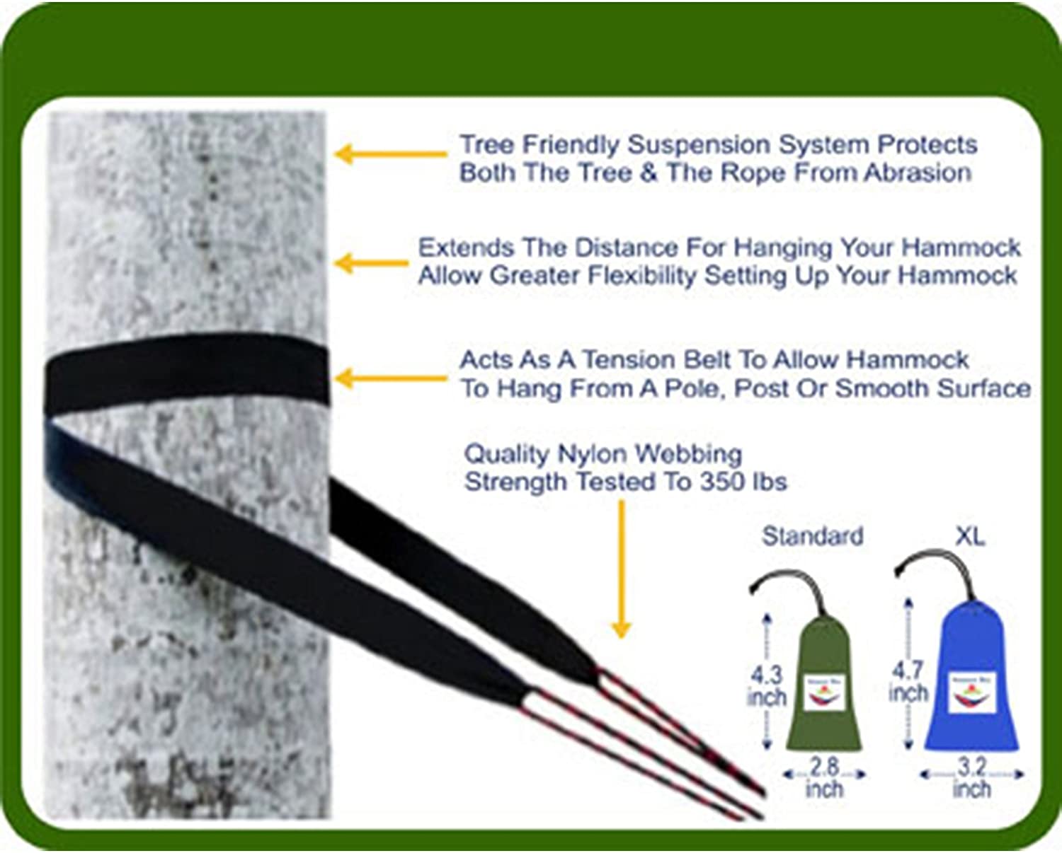 Hammock Bliss Tree Straps - Hang Any Hammock With Ease - Fast Setup - Super Strength - Only 3 oz / 90 Grams - - Set of 2 Straps - Image 2