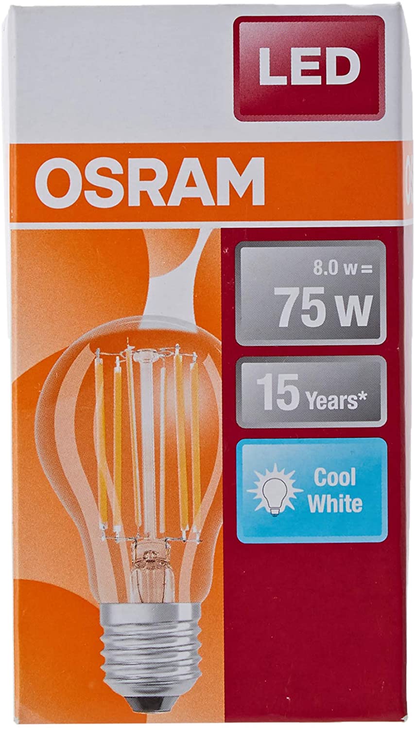 Standard Clear Filament LED Light Bulb 8W75 E27 Cold, Transparent - Image 2