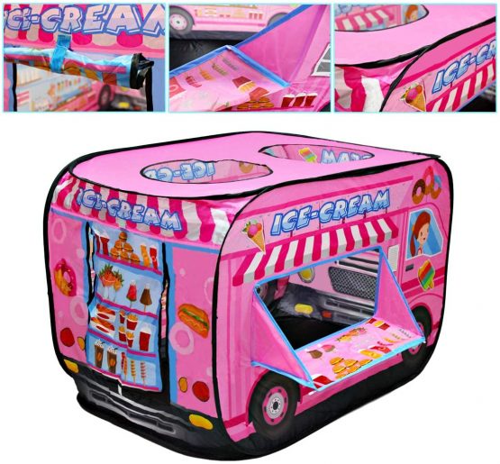 deAO Ice Cream Truck Foldable Play Tent –Children Play House Indoor Outdoor Play Toy Great Gift for Girls Boys 3 4 5 Years Old - Image 3