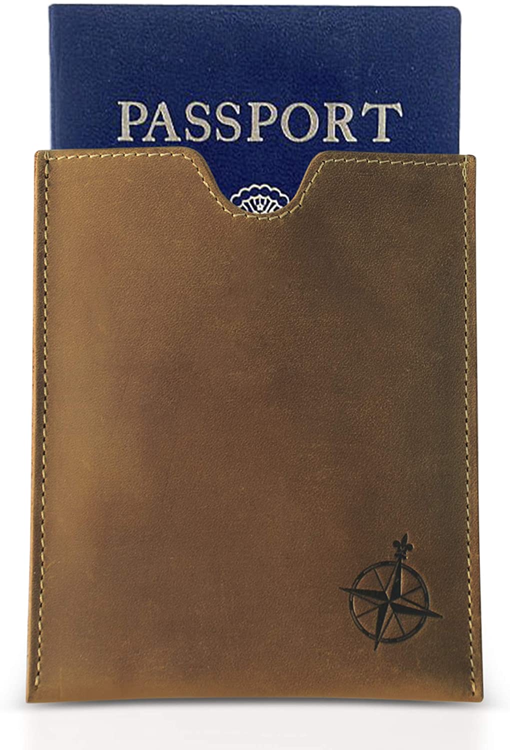 WANDERINGS Leather Passport Holder, Ideal for Travel, Handmade Genuine Leather Wallet with Passport Pocket and Card Slots