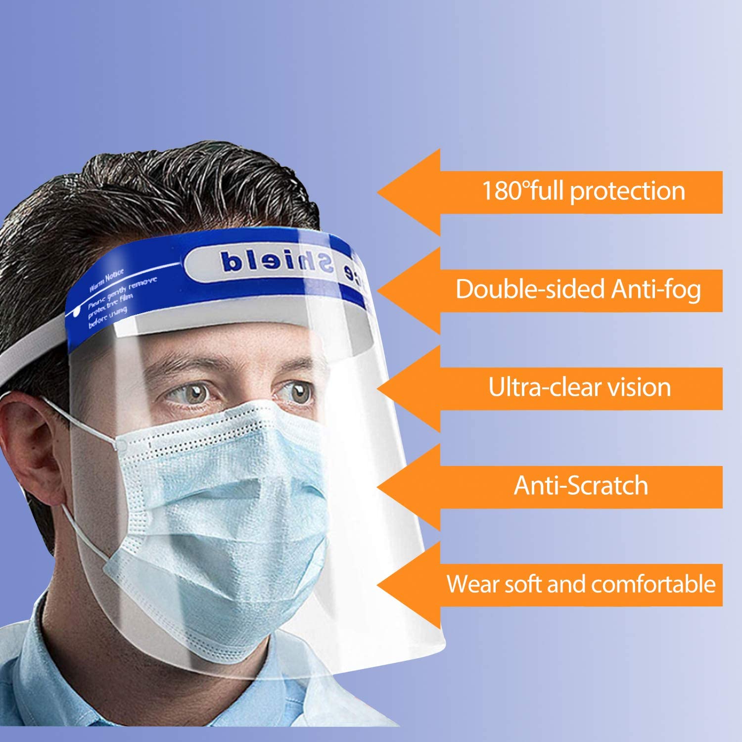 2 Pack Reusable Face Shield Transparent Anti Fog Protective Full Face Cover Hat Protect Eyes and Face for Men and Women Unisex Adjustable Face Shield with Elastic Band for Children and Adults - Image 2